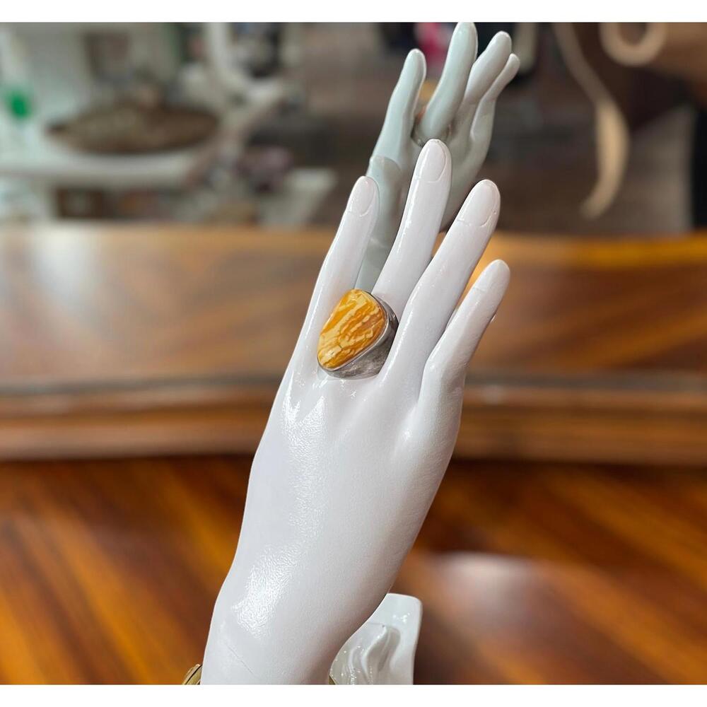 Natural Raw Butterscotch Baltic Amber Ring in .925 Sterling Silver